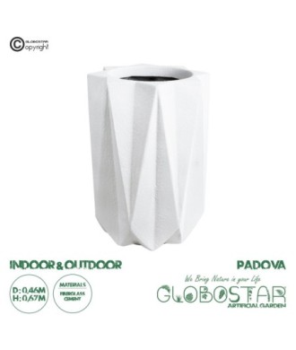 GloboStar® Artificial Garden PADOVA 20740 Επιδαπέδιο Πολυεστερικό Τσιμεντένιο Κασπώ Γλάστρα - Flower Pot Λευκό Φ46 x Υ67cm